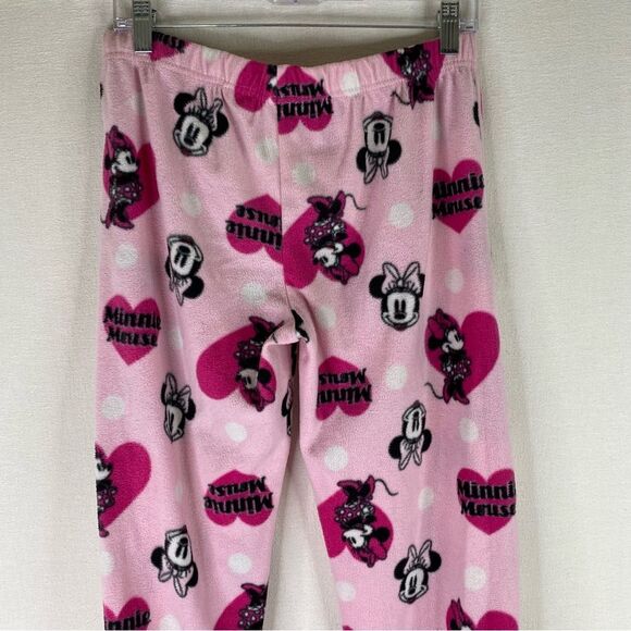 Minnie Mouse Disney Pajamas Women’s Pink Black 2 Piece Fleece Footed Pants Shirt - Picture 8 of 13